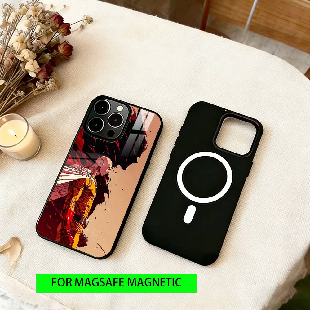 One-Punch Man Phone Case Magnetic with Magsafe Wireless Charging For iPhone17,16,15,14,13,12,11 Plus,Pro