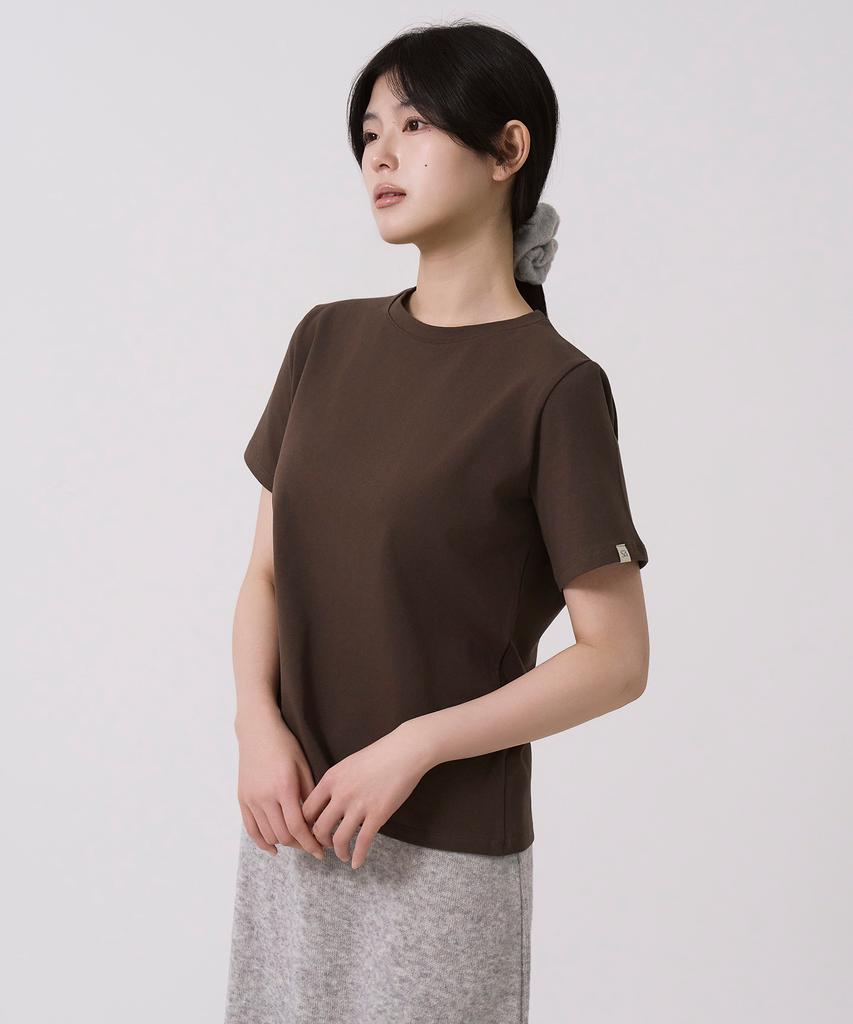 Sayu Basic Tension Short Sleeve T-Shirt Brown