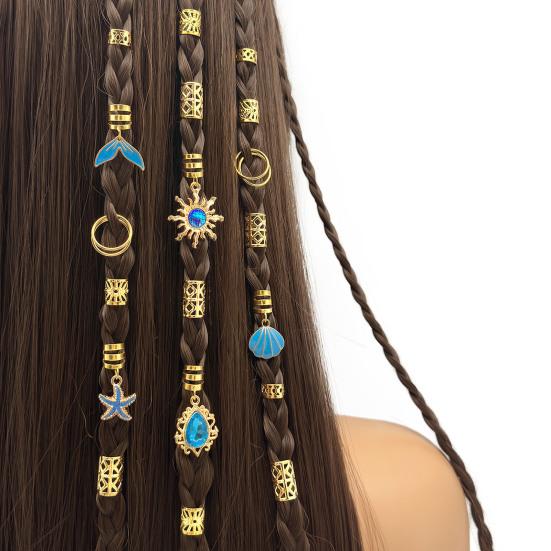 45Pcs Dreadlock Hair Accessories, Ocean Resort Theme Hair Buckles, Open Design Easy to Wear Braided Hair Rings, Alloy Lightweight Hair Jewelry