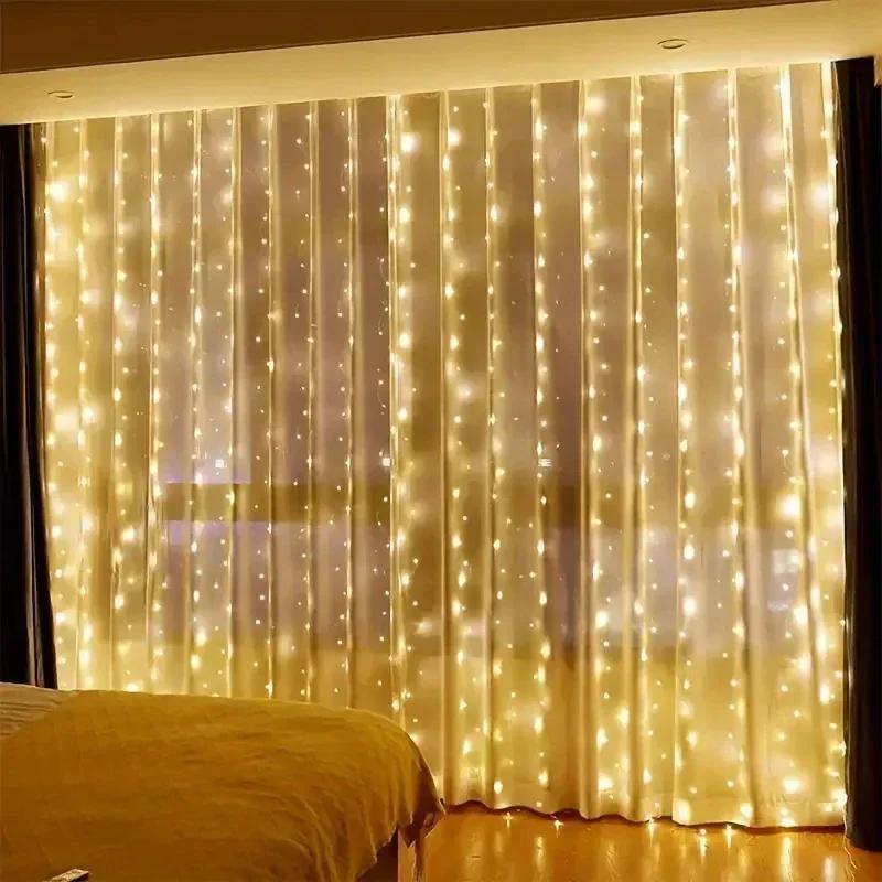 Curtain Garland Led String Lights Festival Christmas Decoration 8 Mode Usb Holiday Light For Bedroom Home Outdoor