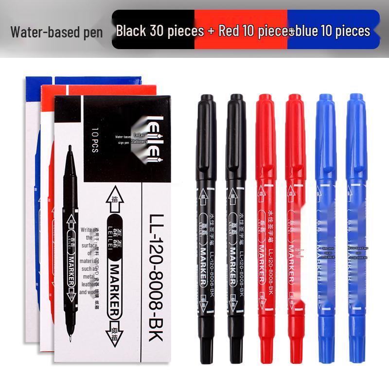 **Çift Uçlu Küçük Çocuk Çizim Kalemi - Siyah/Kırmızı/Mavi, İnce Uçlu, Su Bazlı**