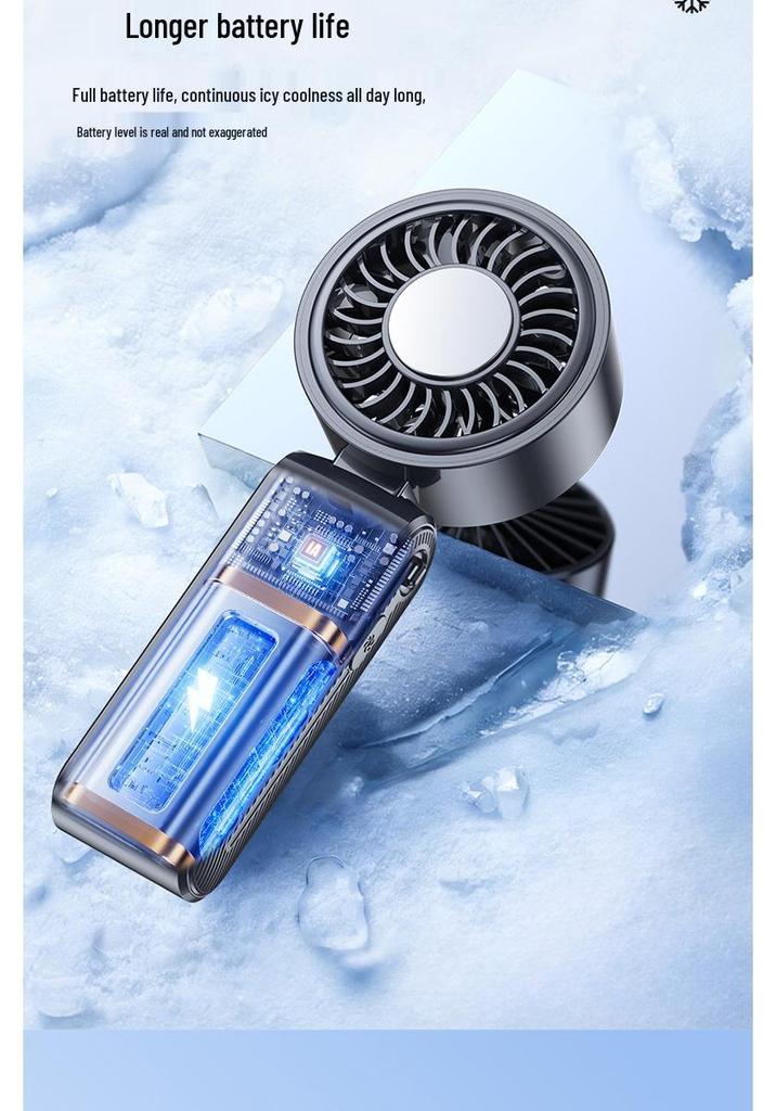 Genuine Handheld Semiconductor Cooling Fan with Ice Pack for Home, Office, and Outdoor Use - Foldable Design