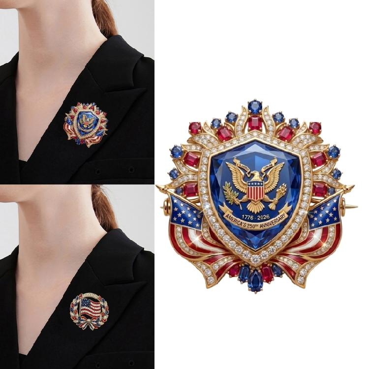 Commemorative Lapel Pin Patriotic Anniversary Brooch with Gold Tone Finish for Jackets Scarves Bags and Event Styling