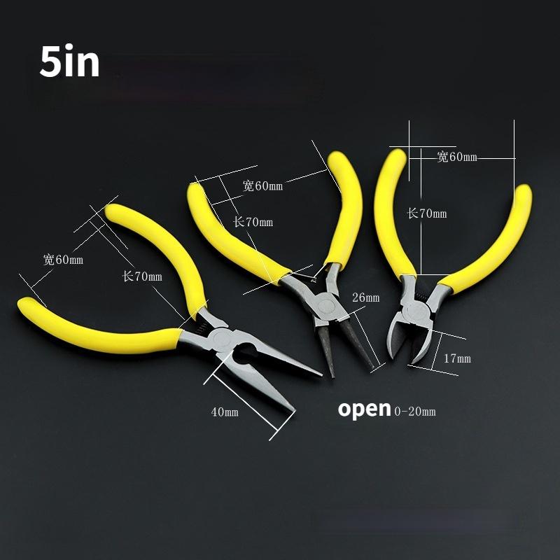 3 Types 5inch Mini Yellow Color Hand Pliers Repair Tools Cutting Zippers Pull Needles Wires Scissors Handmaking