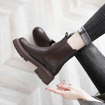 Year Thick-soled Summer Chelsea Sub-cigarette Boots 2025 Short Boots Women's Thin Martin Boots Women's British Style Brown Single