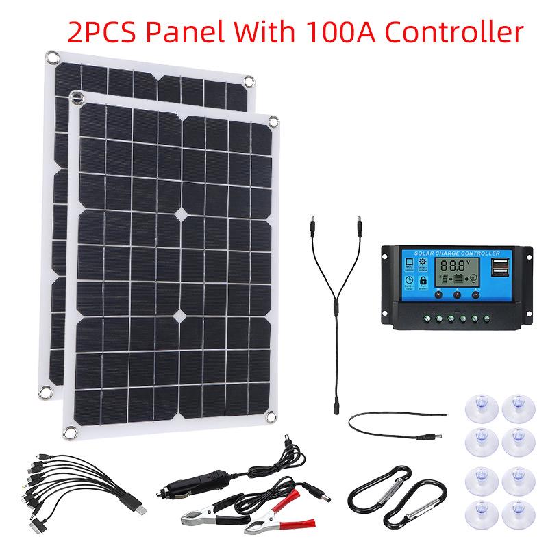 40W Dual Panel Solar Kit with Controller for Emergency Charging