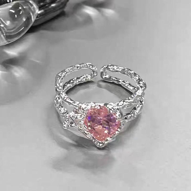 Chao Xiaobai Women s 925 Sterling Silver Irregular Heart Open Ring - Light Luxury, Fashionable, Retro, Unique Temperament.