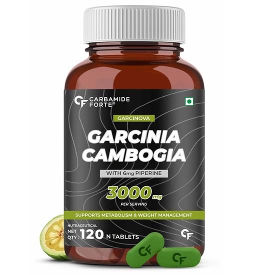 

Carbamide Forte Garcinia Cambogia 3000mg 60% HCA & 6mg Piperine Per Serving | Weight Loss Supplement- 120 Veg Tablets