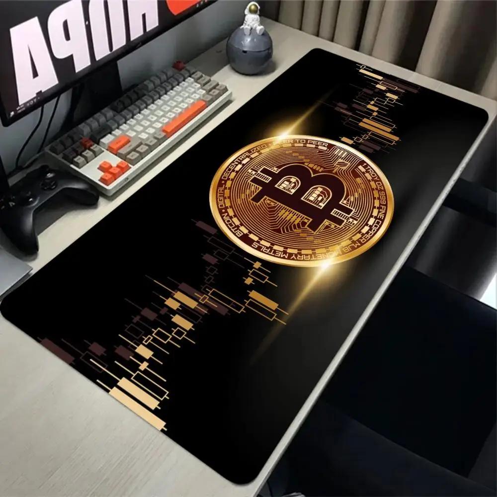 Bitcoin Mouse Pad Gaming Large HD Mousepad Antislip Rubber Mouse Mat Computer Gamer Desk Mat Stitched Edge Black Gamer Mousepad