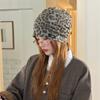 American retro leopard print stack hat female early autumn lazy casual face small cold hat big head circumference bag head pullover hat