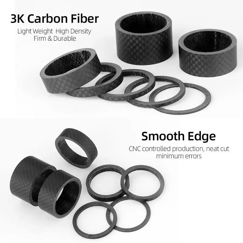 Bicycle Carbon Fiber Spacers for 1-1/8" 28.6mm Fork Headset Handlebar Stem Rise up Height Adjust Washers 3K Matte Rings