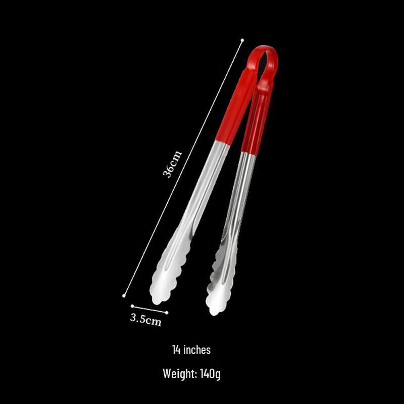 Zhishi Stainless Steel Red Silicone Kitchen Tong