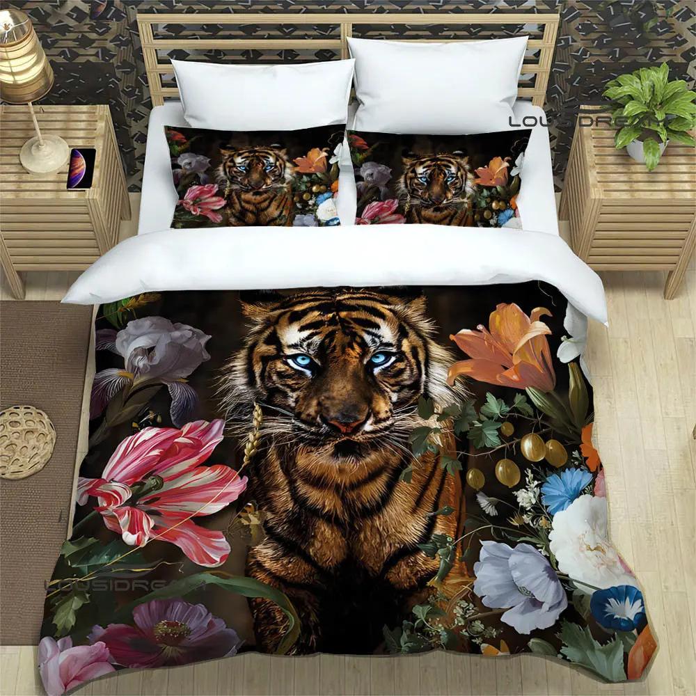 3D Tiger Digital Printing Bedding Set Duvet Cover Pillowcase Deluxe Set Fashion Design Three-Piece Set