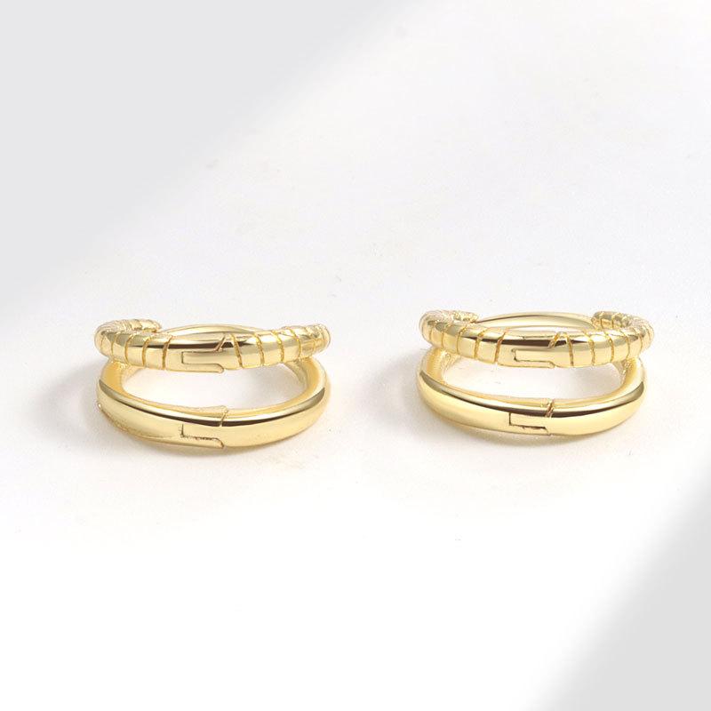 Premium Double Layer Geometric Twisted Hoop Earrings Stylish Dual Circle Ear Cuffs For Women Fashion Jewelry