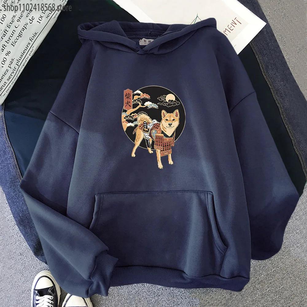 Ramen Shiba Samurai in Roter Rüstung Hoodies Damen Kawaii Hunde Grafik Sweatshirt mit Kapuze Herrenbekleidung