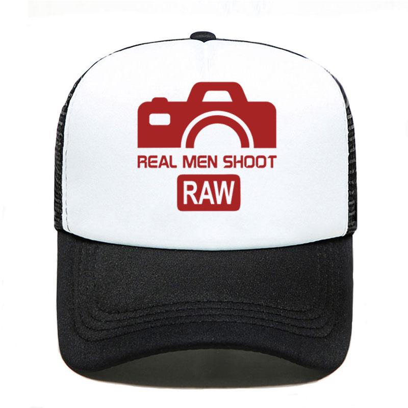 Real Unisex SHOOT RAW Summer Cap Mesh Hats For Unisex Women Casual Hats Hip Hop Baseball Caps Funny Photographer Adjustable Visor Cap