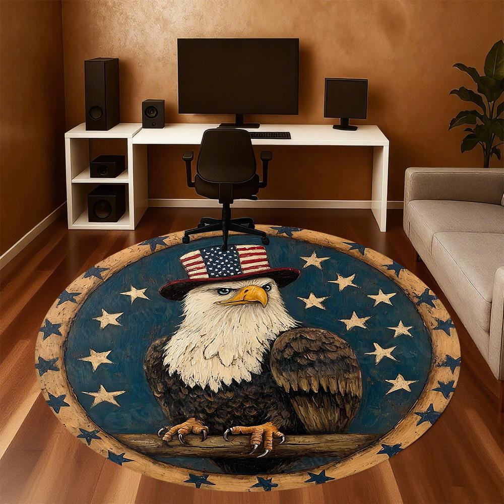 1PC American Eagle Flag Office Round Area Rug, Under Office Chairs Bedroom Living Room Home Decor,Carpet for Office, -1110234