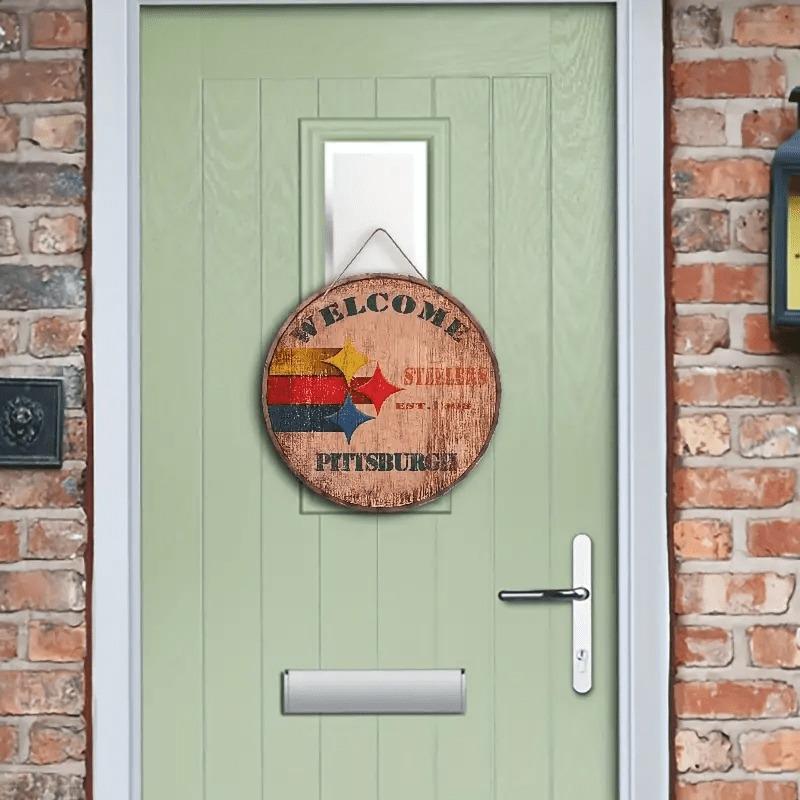 American Football Round Wooden Sign, home Room Holiday Festivals Front Sence Door Wall Hangng Art Sign Decor, Gift for Rugby Fans