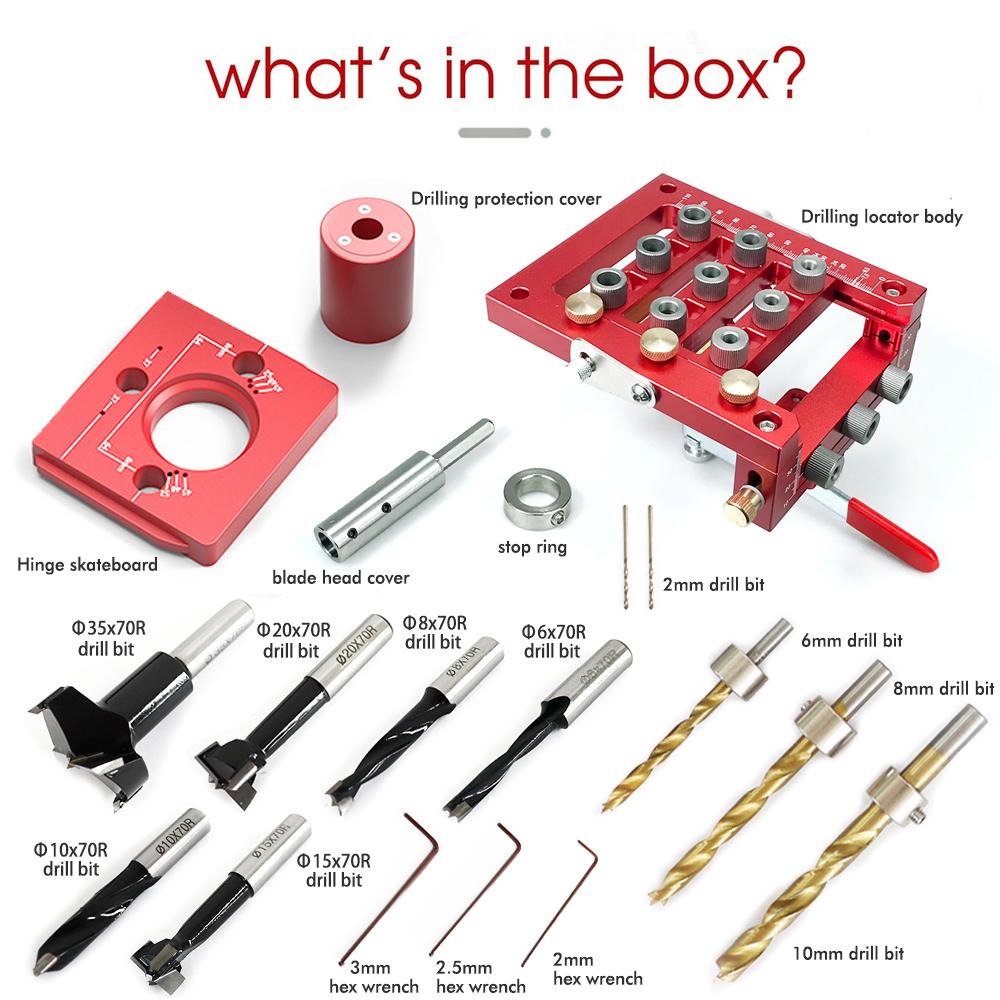 Aluminum Alloy Woodworking Multifunctional 3-in-1 Hinge Locator Punch Woodworking Tools Furniture Hole Punch Locator Punch Tool