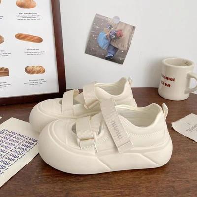 High-value Mint Women's Shoes Big Head 2024 Little White Shoes Versatile Thick-soled Summer Ugly Cute Shoes New Popular Bread Shoes
