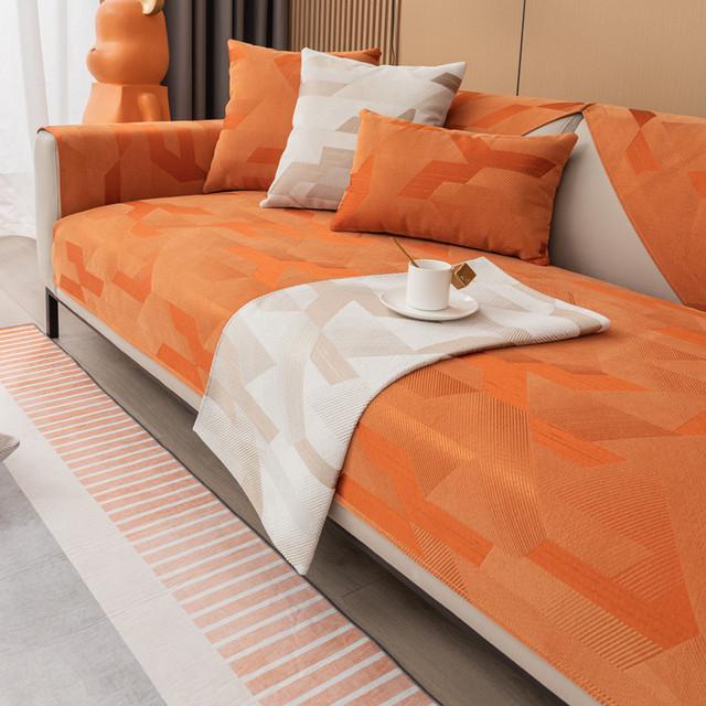 

Чехлы на диван с геометрическим рисунком, Нескользящие толстые, современные минималистичные, мебель для гостиной, пылезащитный чехол, спинка, подлокотник, полотенце 70x70cm 1pc оранжевый