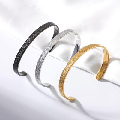 Pulseira Aberta Elegante em Aço Inoxidável com Runa - Unissex, Versátil, com Revestimento a Vácuo