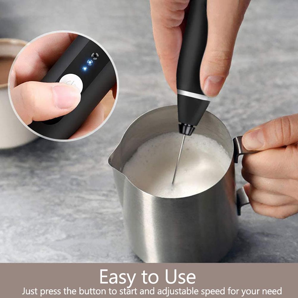 Milk Frother USB Rechargeable Mini Handheld Electric Blender Mixer Whisk Drink Mixer for Cappuccino