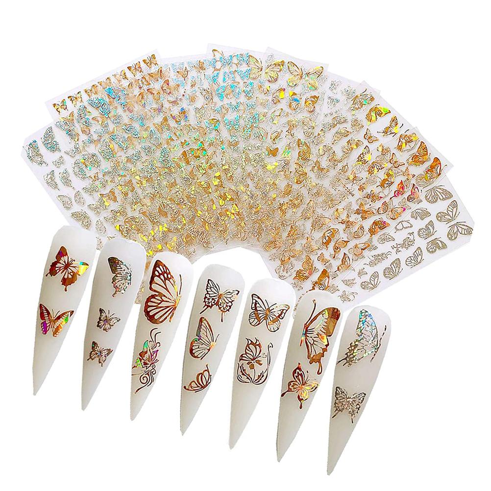 8 Sheets 3D Nail Art Stickers Water Transfer Decals Self Adhesive Nail Decorative Stickers DIY Manicure Beauty Accessories