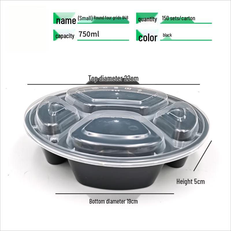 WS 750ml Round 3-Compartment Disposable Meal Prep Containers