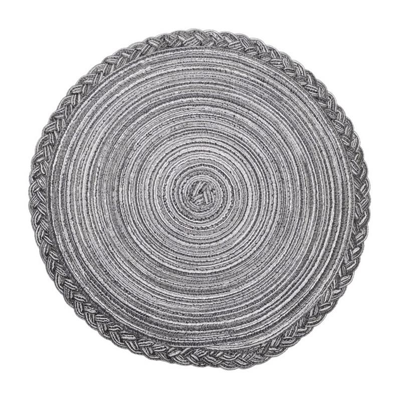 15" Simplicity Wind Cotton Meal Mats Circular Plate Mat Home Lace Ramie Weaving Insulated Dining Table Mat Kitchen Decoration