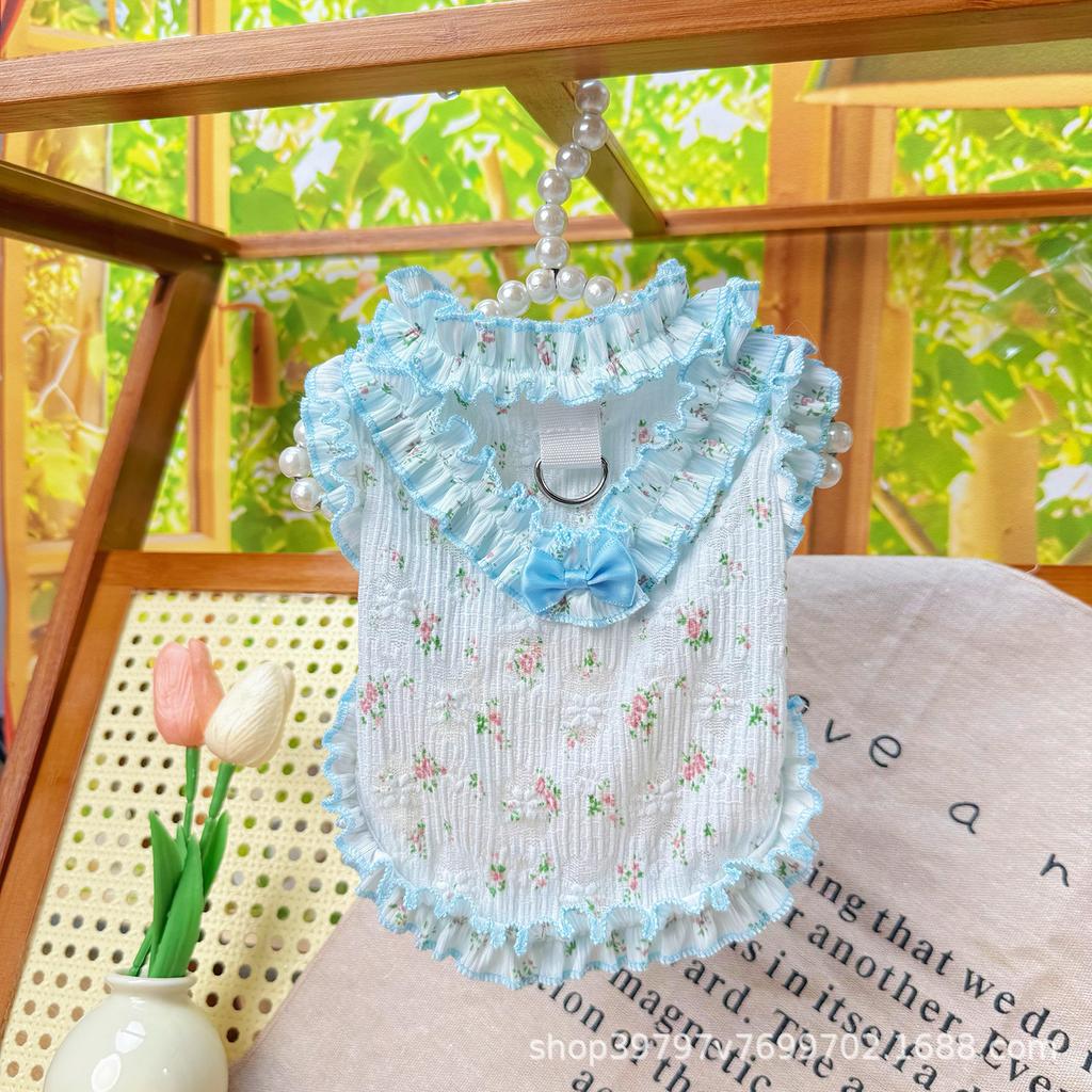Pet clothes spring and summer thin hollow vest skirt cool clothes dog cat clothes cooling breathable sun protection
