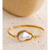 Yhpup 60mm Baroque Imitation Pearls Bracelet Bangle for Women 18K Golden PVD Plated Vintage Fashion Wrist Jewelry Accessories