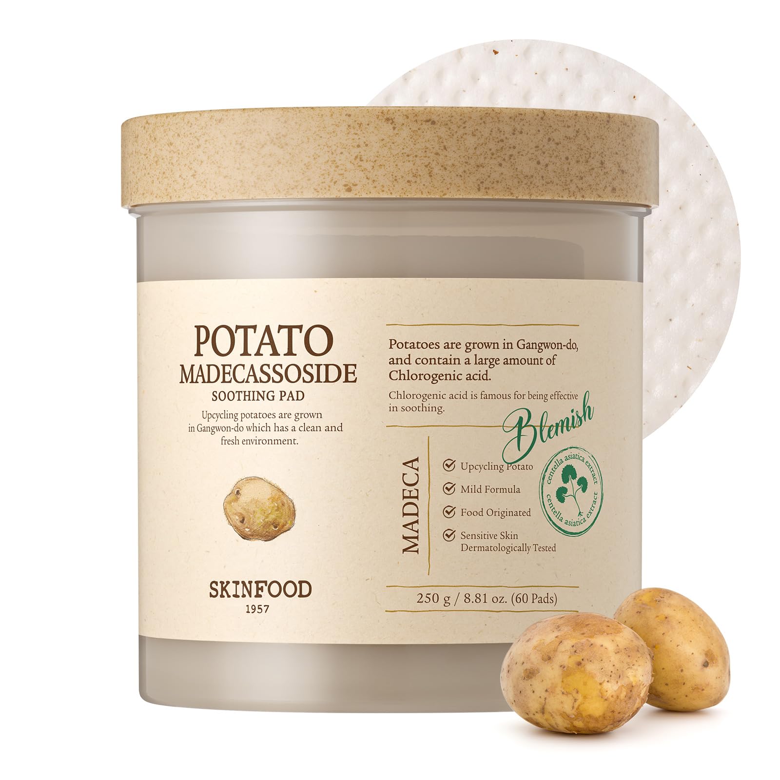 

SKINFOOD Картофельный Мадекассосид Успокаивающий Корейский Тонер Пэды, Косметика, Пэды,