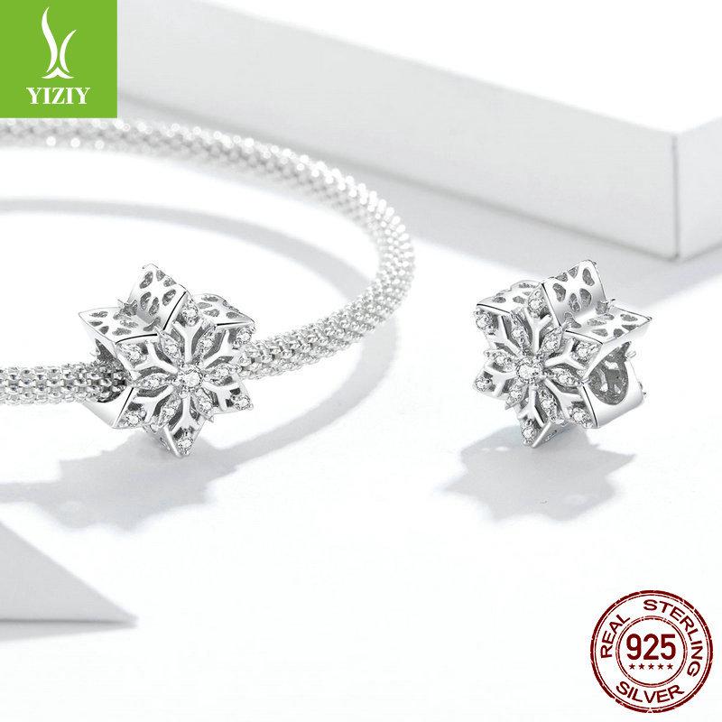 Yin Ziyun White Gold Snowflake S925 Silver Beads BSC368