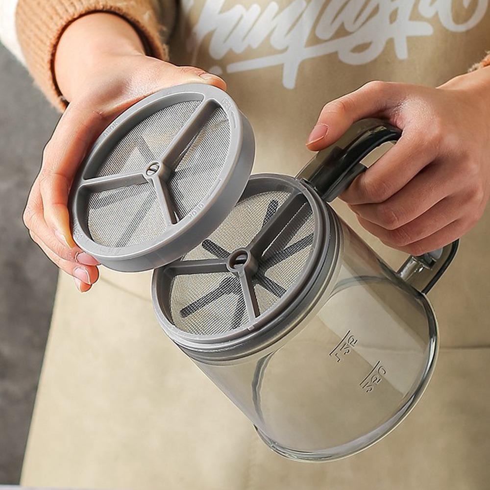 Doppelschichtiger Mehl-Sieb mit Griff zum Backen, Puderzucker-Streuer, Messbecher, Küchen-Backwerkzeug