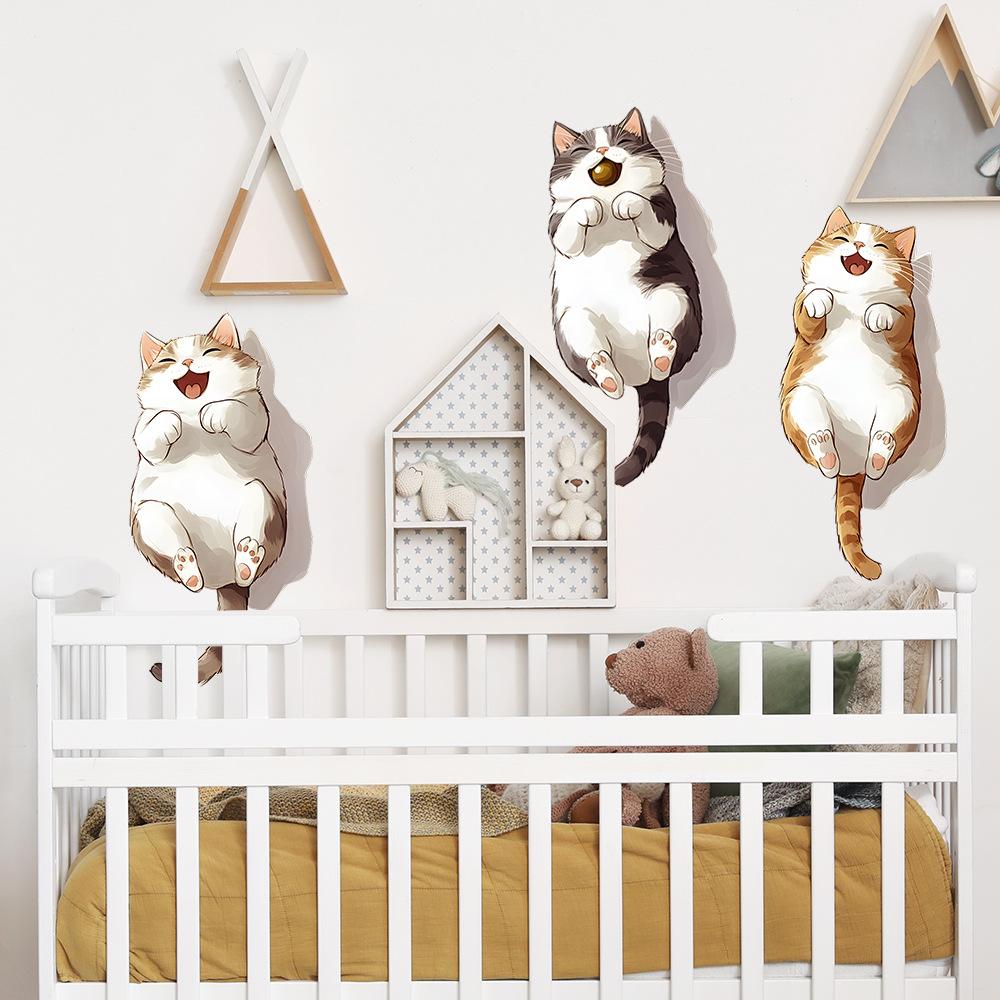 Three Little Fat Cats Bedroom Living Room Home Background Beautification Decoration Wall Stickers