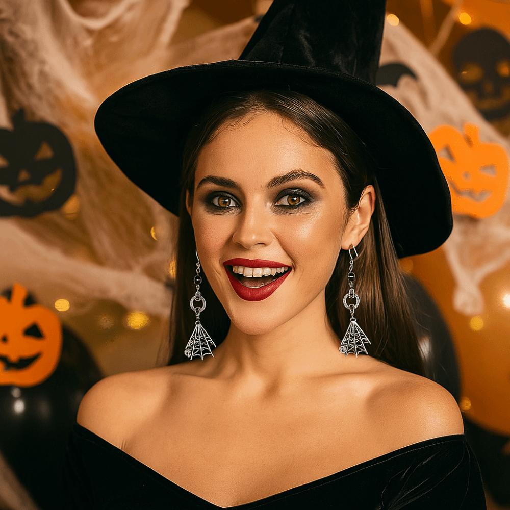 Punk Style Skeleton Pendant Earrings Exaggerate Skull Earrings Halloween Dangle Earrings  Lady