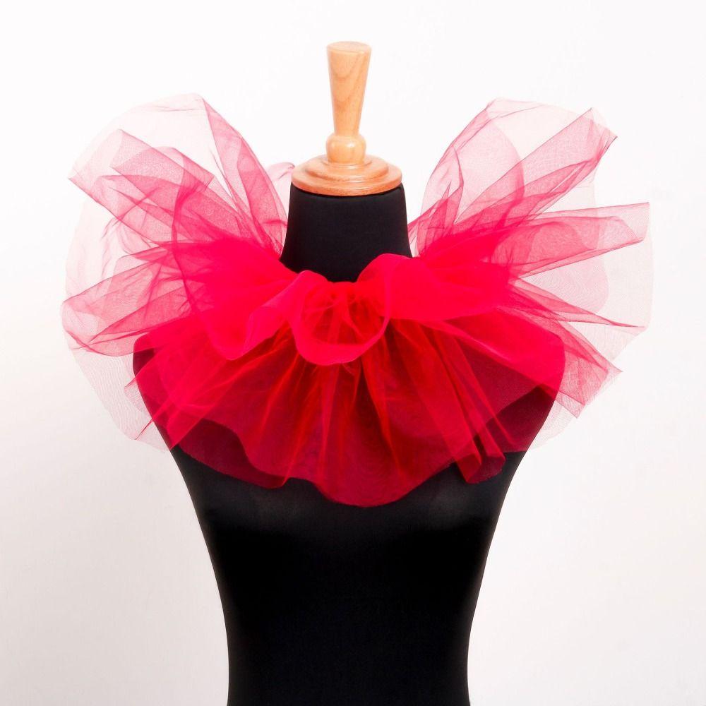 Round Collar Puffy Mesh Faux Collar Versatile Clown Shirt Collar  For Business Weddings Parties