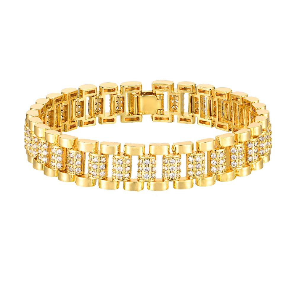 Jewelry Block Chain Bracelets Waterproof Cubic Zirconia Bangle  Jewelry Accessories
