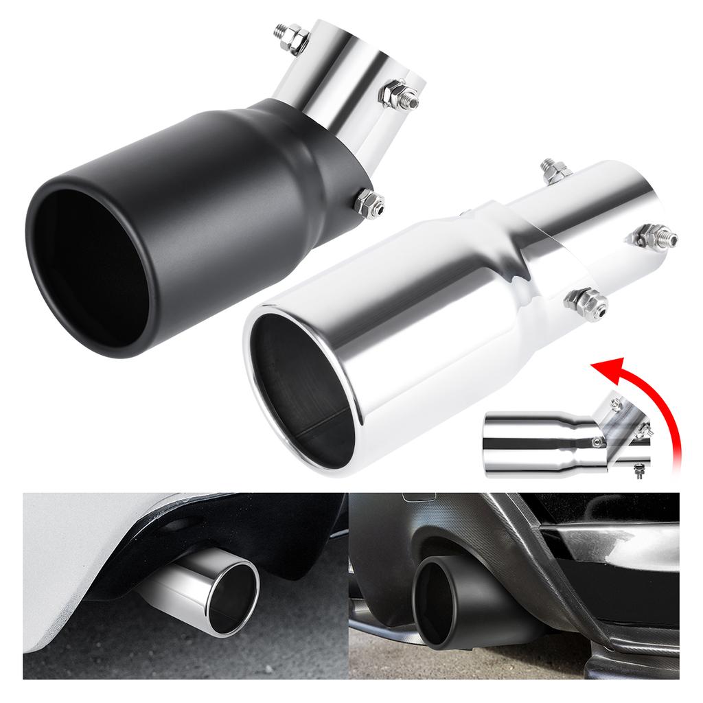 1Pcs Universal Car Accessories Automotive Tail Throat Black Silver Adjustable Roll Edge Tail Throat Automotive Exhaust Pipe Tip