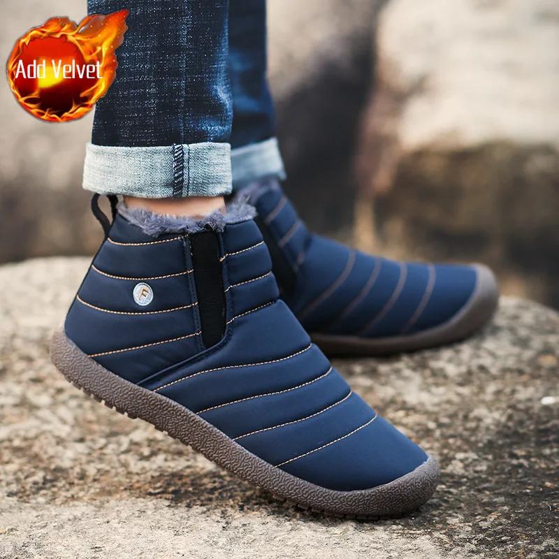 Male Winter Shoes Slip-On Comfortable Ankle Booties Men's Snow Boots Original Deals Offer Footwear Brands Fleece New in Sale Fur
