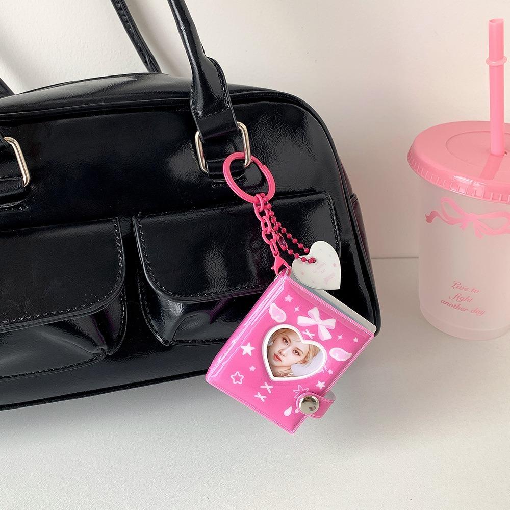 Snap Closure Photo Album Keychain Album Book Portable Mini Photocards Holder