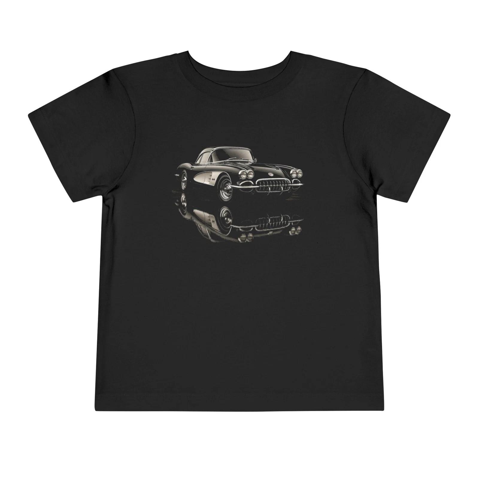 1959 Corvette Toddler T-Shirt – Black & Silver Classic Sports Car Graphic Tee XL