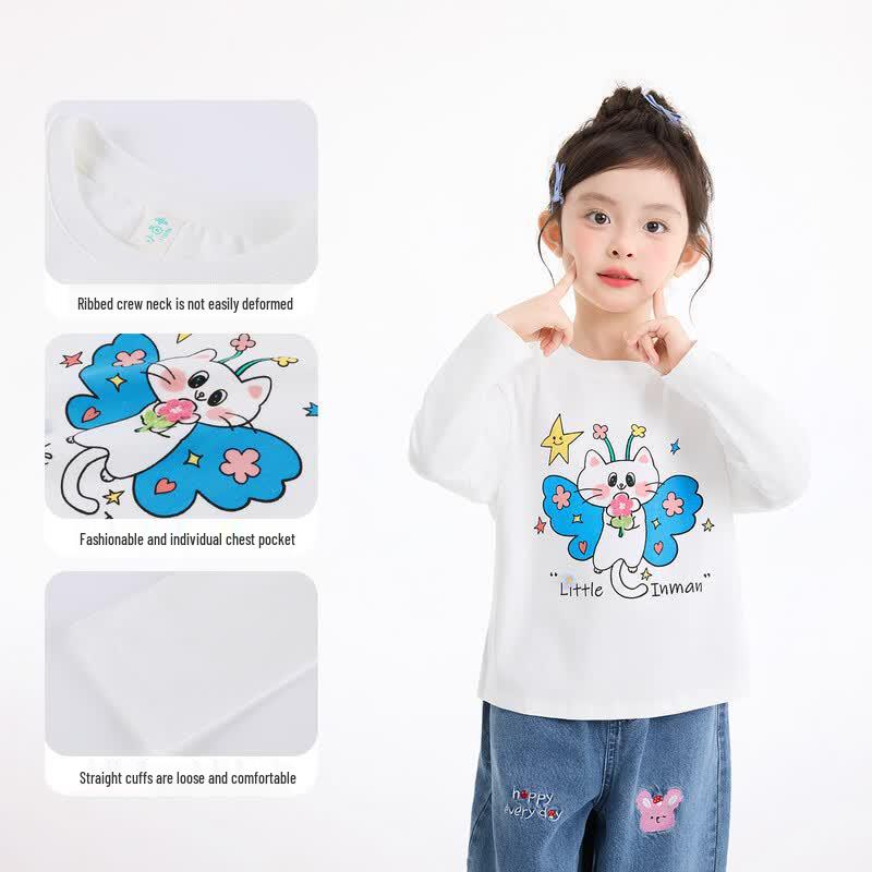 Girls' Cartoon Print Long-Sleeve T-Shirt