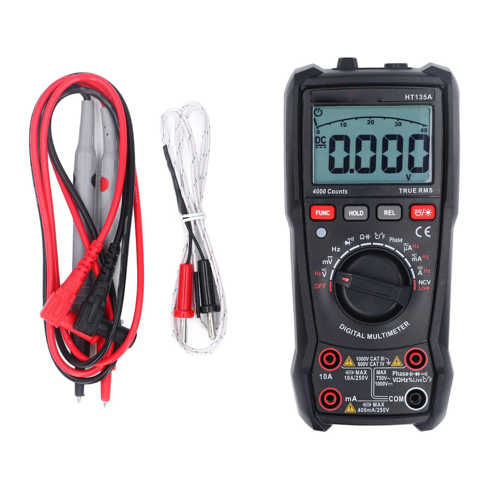 

Digital Multimeter 4000 Counts Multifunctional Automatic Smart Anti Burning Ohm Volt Amp Meter