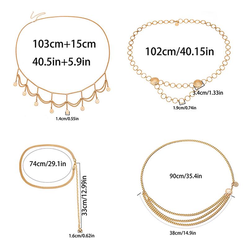 Dames Sexy Zilver Goud Meerlagig Retro Kwastjes Taille Riem Ketting Lichaams Sieraden