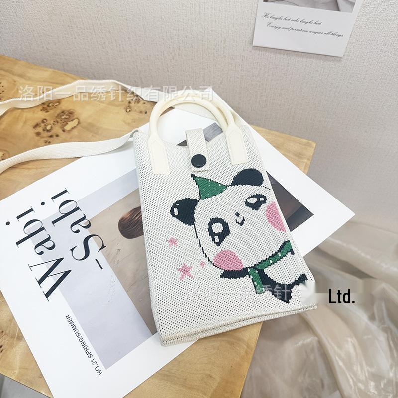 Cute Cartoon Dopamine Knit Crossbody Phone and Coin Bag