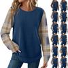 Women's Plaid Print Round Neck Long Sleeve Casual Loose Top