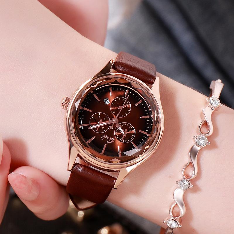 Ladies Belt Watch Three Eyes Casual Ladies Student Quartz Watch Calendar Ladies Watch