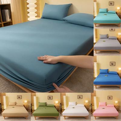 1PC Bed Sheet Elastic Fitted Sheet Mattress Cover Couple Bed Linen Bedspread With Elastic Band Bed Sheet Solid Color Mattress Cover